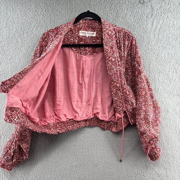 Free People Rosalina Jacket Mocha Combo Printed Dolman Sleeve Size Small - Picture 8 of 16